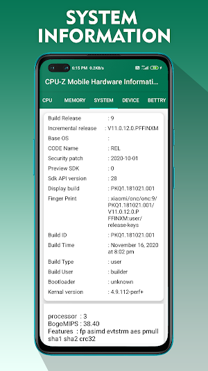 CPU-Z Mobile Hardware Information Screenshot 2