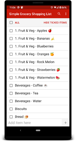 Simple Grocery Shopping List Screenshot 0