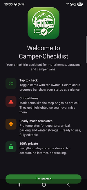 Camper Checklist Screenshot 1