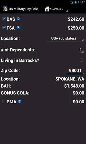 US Military Pay Calc Screenshot 2