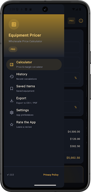 Equipment Price Calculator Screenshot 2