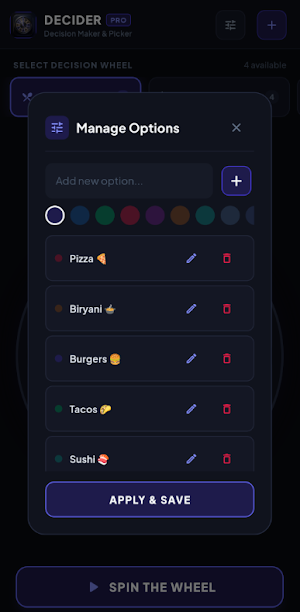 Decider: Spin Decision Wheel Screenshot 2