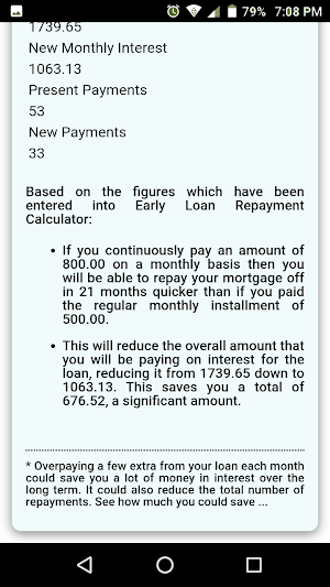 Early Loan Repayment Calculator Screenshot 3
