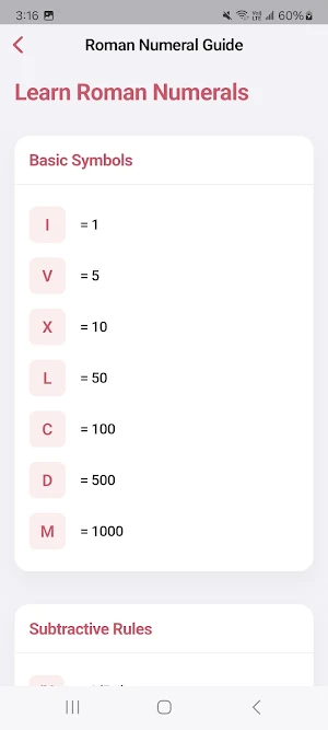 Roman Numerals Converter Screenshot 3