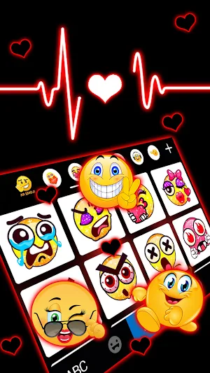 Neon Red Heartbeat Keyboard Theme Screenshot 3