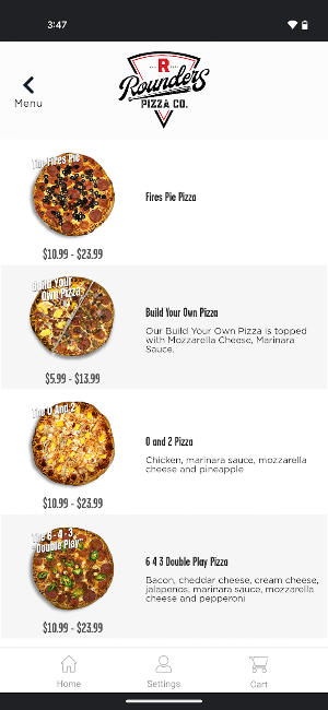 Rounders Pizza App Screenshot 2