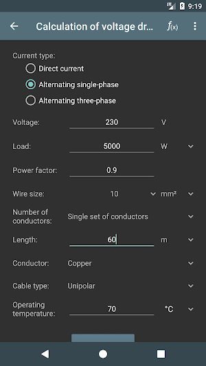 Electrical Calculations Screenshot 2