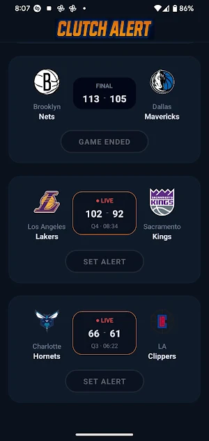 Clutch Alert: NBA score Alerts Screenshot 1