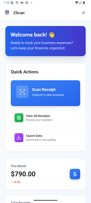 ZScan: AI Receipt Scanner Screenshot 1