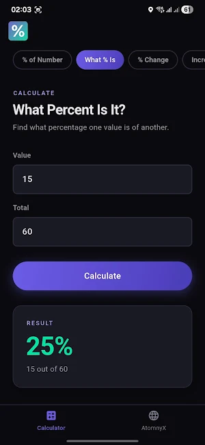 Percentage Calculator Screenshot 1