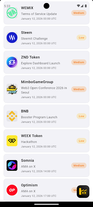 Crypto Calendar & Alarm Screenshot 1