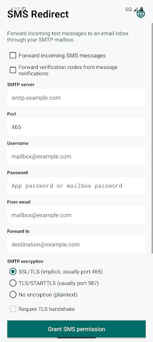 SMS Redirect Screenshot 1