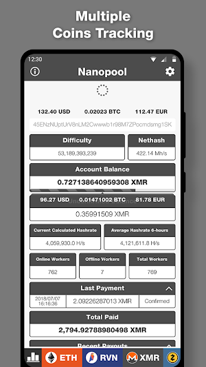 nCompanion - Nanopool Monitoring App Screenshot 3