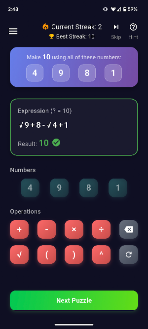 Formula 10: Number Puzzle Game Screenshot 0