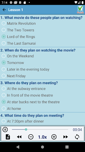 English Test - Listening Screenshot 2