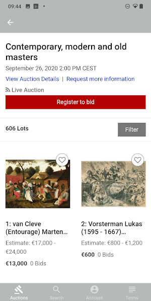 De Vuyst Live Bidding Screenshot 2