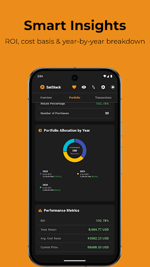 SatStack: Bitcoin Portfolio Screenshot 2