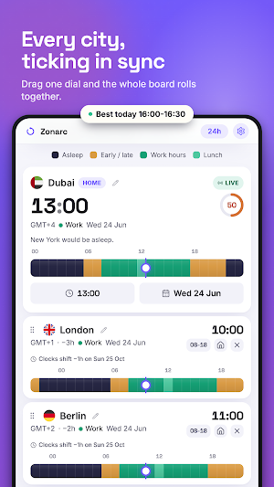Zonarc: Time Zones & Meetings Screenshot 0