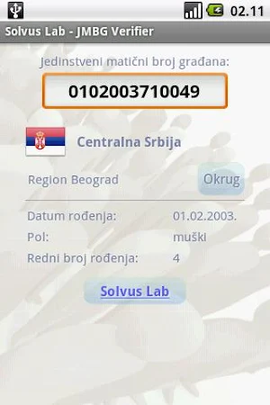 JMBG Verifier Screenshot 0