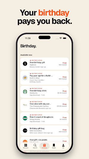 Freebird: Birthday Freebies Screenshot 2