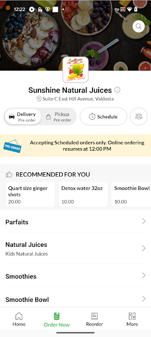 Sunshine Natural Juices Screenshot 1