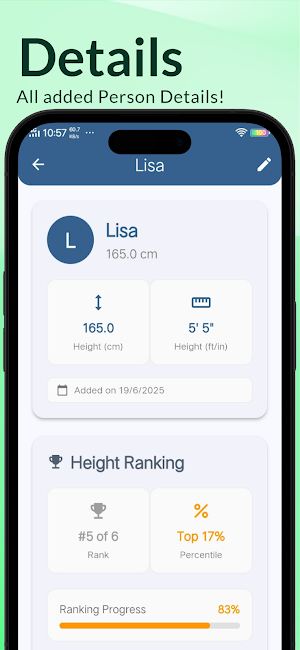 Height Comparison & Live Chart Screenshot 3