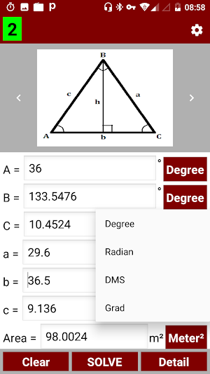Triangle Calculator and Solver Screenshot 3