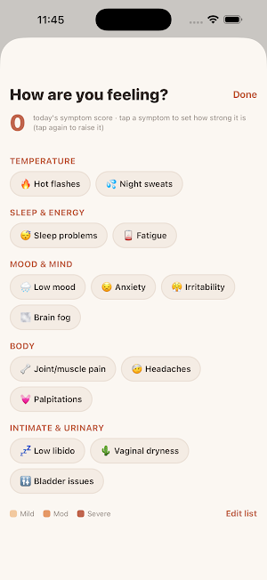 Phase: Menopause & HRT Tracker Screenshot 2