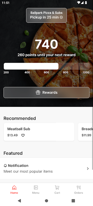 Ballpark Pizza & Subs Screenshot 0