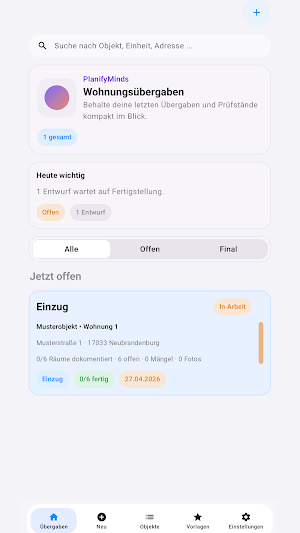 PlanifyMinds Wohnungsübergaben Screenshot 0