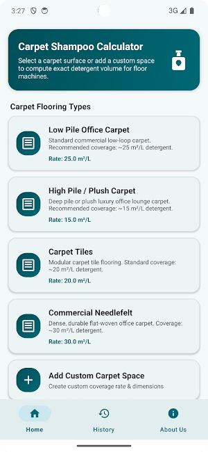 Carpet Shampoo Sizer Screenshot 0