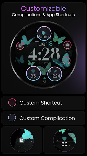 Butterfly Digital Watch Face Screenshot 3