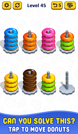 Donut Hoop Stack 3d - Color Sort Puzzle Game Screenshot 2