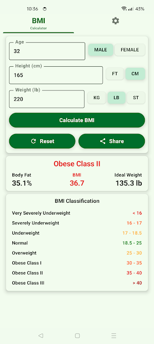 BMI Calculator Screenshot 2