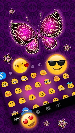 Purple Butterflies Keyboard Theme Screenshot 2