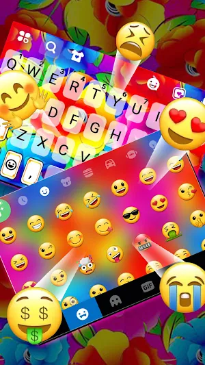 Bright Color Flowers Keyboard Background Screenshot 3