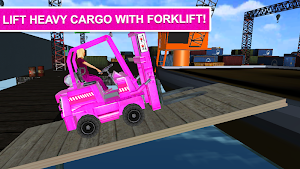 Pink Lady Car Parking fork Lifter : Folklift Games Screenshot 3