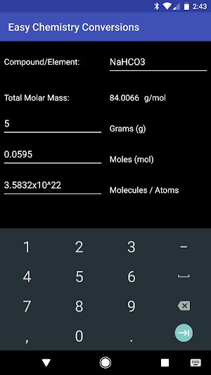 Easy Chemistry Conversions Screenshot 3