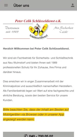 Peter Celik Schlüsseldienst Screenshot 1