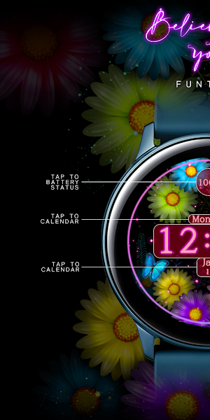 Neon Flower_Watchface Screenshot 0