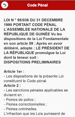 Code Pénal de la Guinée Screenshot 1