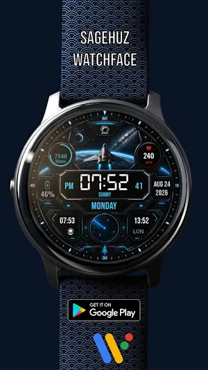 A135 SpaceShip Watchface Screenshot 1