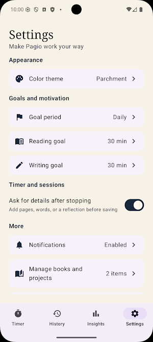 Pagio: Reading & Writing Timer Screenshot 3