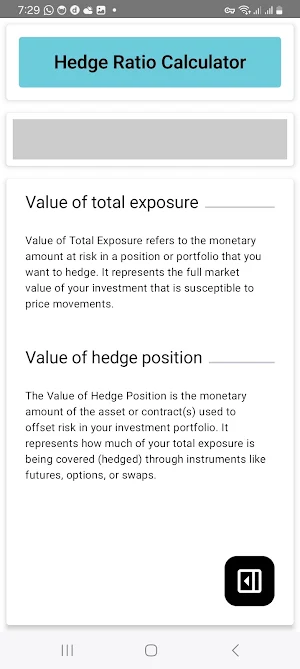Hedge Ratio Calculator Screenshot 2