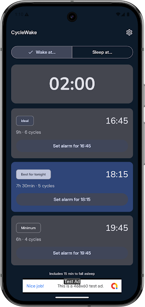 CycleWake Alarm (90Minutes) Screenshot 1