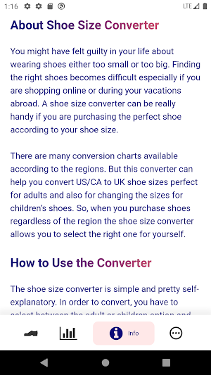 Shoe Size Converter & Chart Screenshot 3