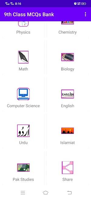 9th Class MCQs Bank Screenshot 0