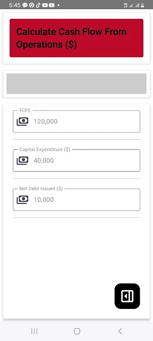 FCFE Calculator Screenshot 2