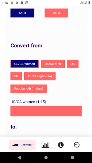 Shoe Size Converter & Chart Screenshot 0