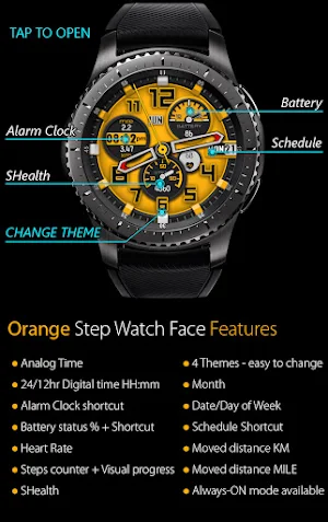 Orange Step Watch Face Screenshot 1